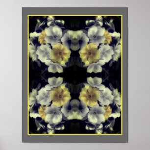 Geel Primrose Flower Partiële kleur Abstract Poster