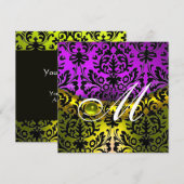 GEEL PURPER ZWART DAMAST MONOGRAM TOPAZE KAART (Voorkant / Achterkant)