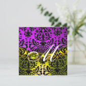 GEEL PURPER ZWART DAMAST MONOGRAM TOPAZE KAART (Staand voorkant)