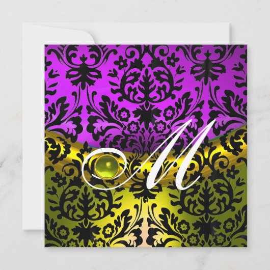 GEEL PURPER ZWART DAMAST MONOGRAM TOPAZE KAART (Voorkant)