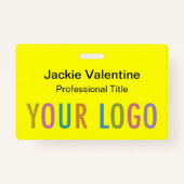 Geel PVC Naam Badge met Clip Lanyard of Reel (Voorkant)