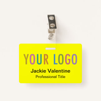 Geel PVC Naam Badge met Logo Clip Reel Lanyard