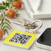 Geel QR-CODE Aangepast Sleutelhanger (Voorkant Rechts)
