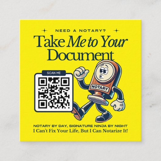 Geel QR Code Notaris Visitekaartje (Voorkant)