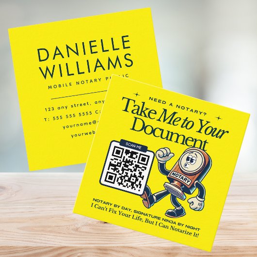 Geel QR Code Notaris Visitekaartje