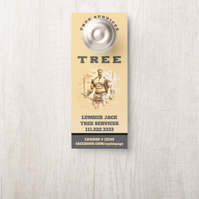 *~* Geel QR Lumber Jack Tree Tree Services Deur (Op knop)