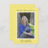 Geel Quatrefoil - 3x5 Afstuderen aankondiging (Voorkant / Achterkant)