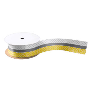 Geel Quatrefoil en grijs Polka Dot Pattern Lint