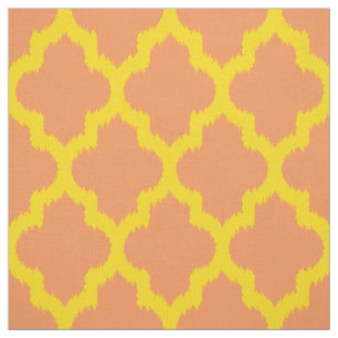 Geel Quatrefoil Ikat Custom Oranje Background 2 Stof