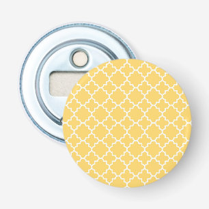 Geel Quatrefoil Patroon Button Flesopener