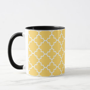 Geel Quatrefoil Patroon Mok