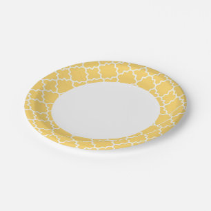 Geel Quatrefoil Patroon Papieren Bordje