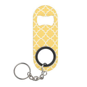 Geel Quatrefoil Patroon Sleutelhanger Flessenopener