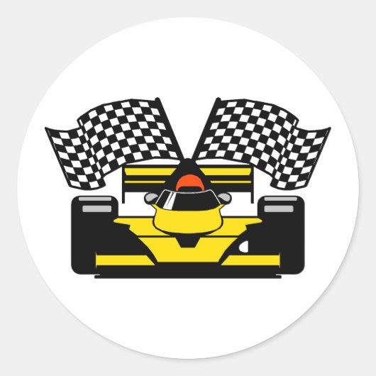 GEEL RACCAR RONDE STICKER (Voorkant)