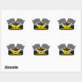 GEEL RACCAR RONDE STICKER (Vel)