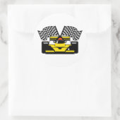 GEEL RACCAR RONDE STICKER (Tas)
