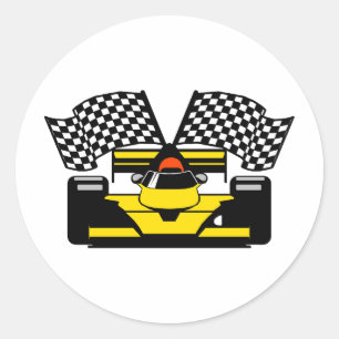 GEEL RACCAR RONDE STICKER