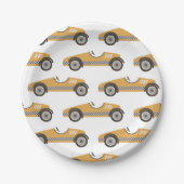 Geel Race Car Birthday Paper Bord (Voorkant)