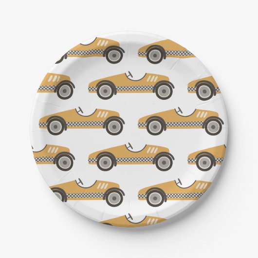 Geel  Race Car Birthday Paper Bord (Voorkant)