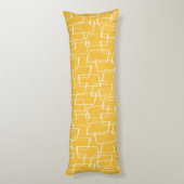 Geel Retro Lino Print geometrisch patroon Lichaamskussen (Achterkant (Verticaal))
