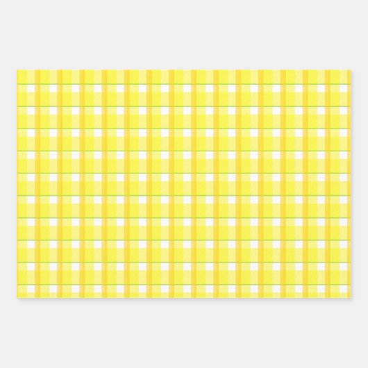 Geel Retro Plaid Patroon Inpakpapier Vel (Voorkant 3)