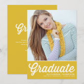 Geel Retro Vet Typografie Foto Afstuderen Kaart (Voorkant / Achterkant)