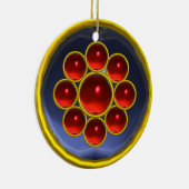 GEEL RODE BLAUWE GEMSTONE MON KERAMISCH ORNAMENT (Rechts)