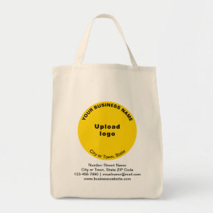 Geel, ronde vormgeving, zakelijk merk op kerrie tote bag
