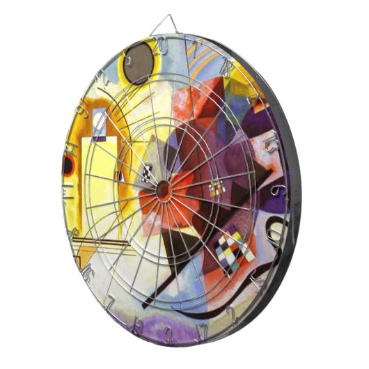 Geel rood blauw Abstract schilderen Kandinsky Dartbord (Voorkant Rechts)