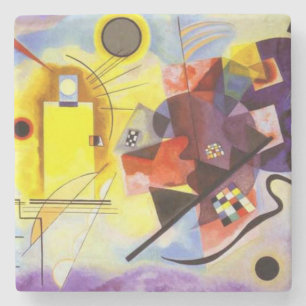 Geel rood blauw Abstract schilderen Kandinsky Stenen Onderzetter