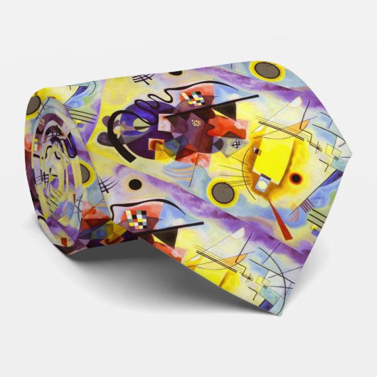 Geel rood blauw Abstract schilderen Kandinsky Stropdas (Opgerold)