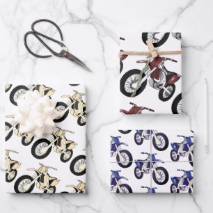 Geel, Rood, Blauw Dirt Bike Motorfiets Cadeaupapie Inpakpapier Vel