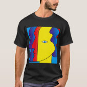 Geel Rood Blauw Gelukkig Abstract Gezichtsooguitdr T-shirt (Voorkant)