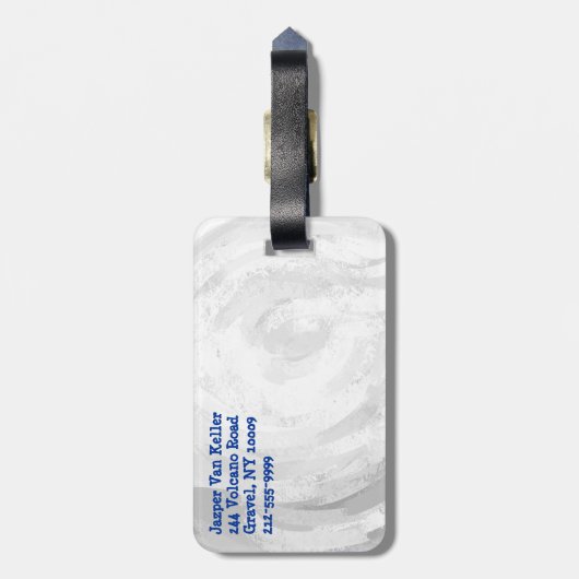 Geel rood blauw patroon met zwarte dollar bagagelabel (Achterkant verticaal)