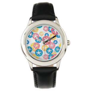 Geel rood blauw patroon met zwarte dollar horloge
