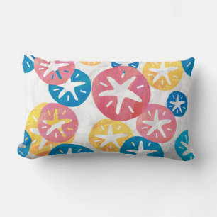 Geel rood blauw patroon met zwarte dollar kussen