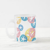 Geel rood blauw patroon met zwarte dollar matglas koffiemok (Links)