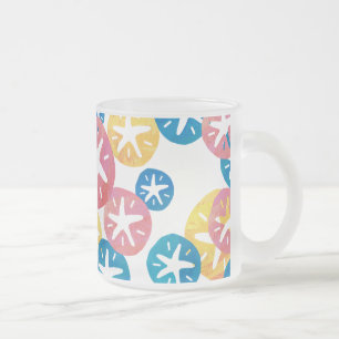 Geel rood blauw patroon met zwarte dollar matglas koffiemok