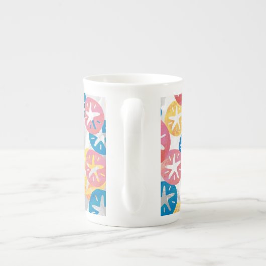 Geel rood blauw patroon met zwarte dollar porselein kop (Achterkant)