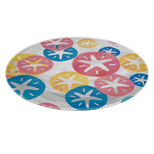 Geel rood blauw patroon met zwarte dollar snijplank (Hoek)