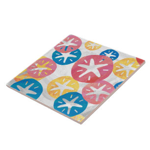 Geel rood blauw patroon met zwarte dollar tegeltje