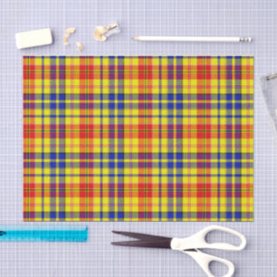 Geel Rood Blauw Plaid Tartan Design Tissuepapier