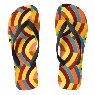geel rood blauw zigzag chevron patroon teenslippers