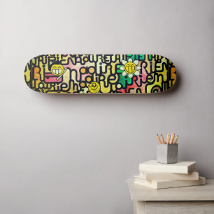 Geel Rood Groen Grappig Emoji Sarcasische Schilder Skateboard