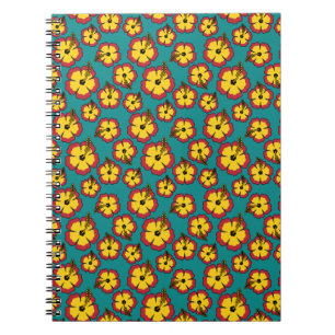 Geel Rood Hibiscus Tropische Bloemen Patroon Notitieboek
