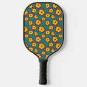 Geel Rood Hibiscus Tropische Bloemen Patroon Pickleball Paddle (Achterkant)