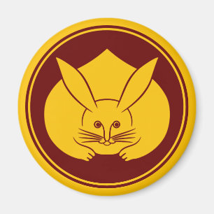 Geel Rood Japans Konijn Mon Oosterse Kunst Magneet