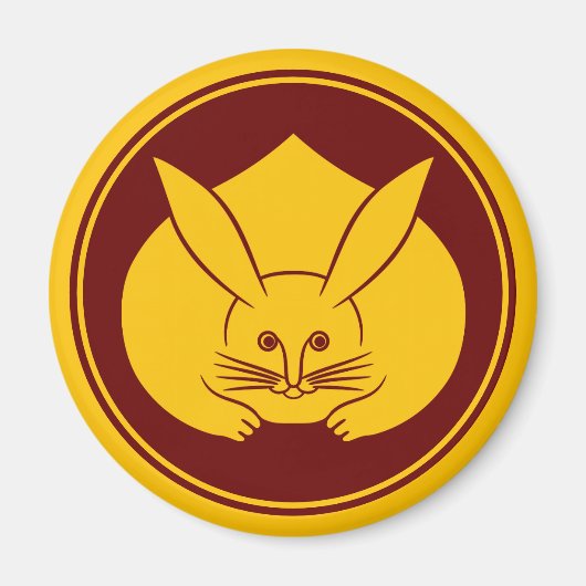 Geel Rood Japans Konijn Mon Oosterse Kunst Magneet (Voorkant)