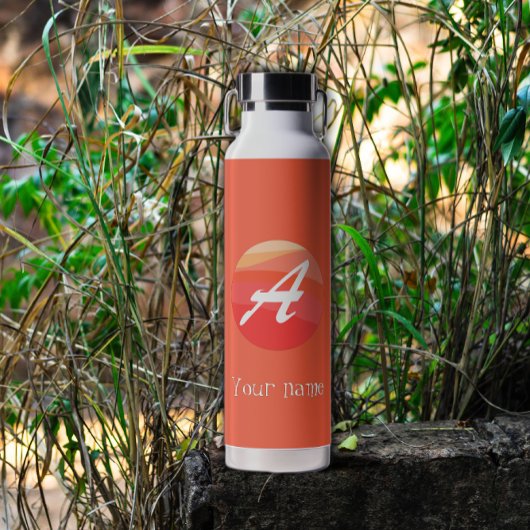 Geel rood oranje Monogram Initiaal A Waterfles