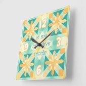 Geel & rood Quilting-stijl wandklok Vierkante Klok (Hoek)